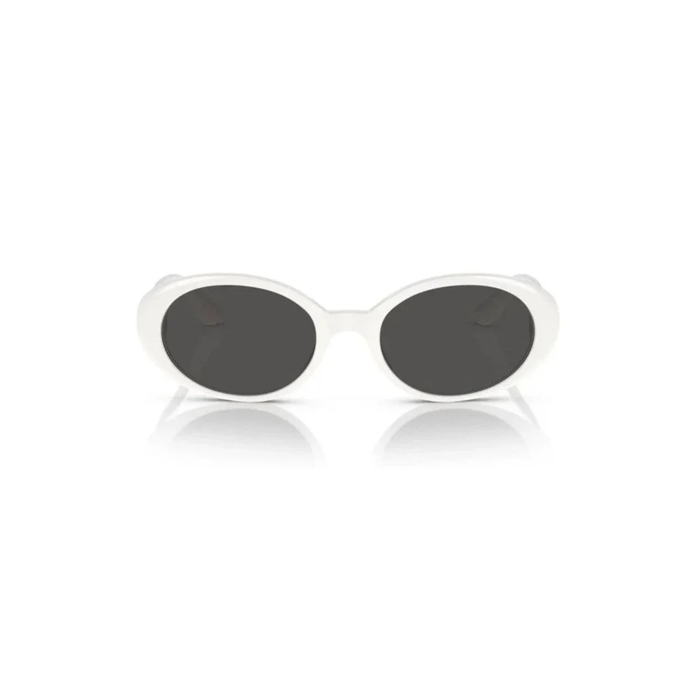 Dolce & Gabbana Oval White Sunglasses Black‎ Lens Authentic Luxury Full Set